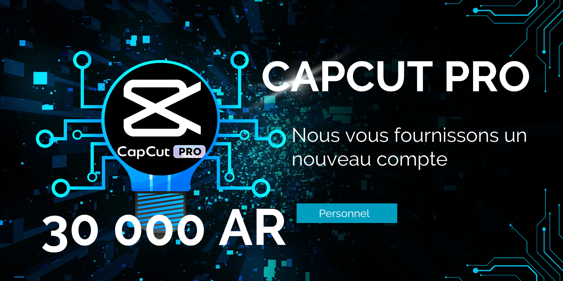 Capcut pro mensuel (compte personnel)